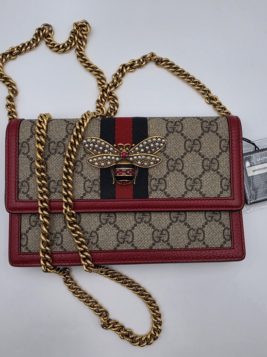 Gucci Handbags - GUCCI GG Supreme Monogram Web Queen Margaret WOC Hibiscus Red Auth w/COA